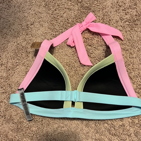 Pink color block strappy bikini top - Picture 2 of 4